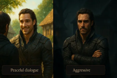 One character, two reactions — the same NPC responds with warmth or suspicion, depending on the player’s dialogue style. This shows how ChatGPT enables truly personalized gameplay.