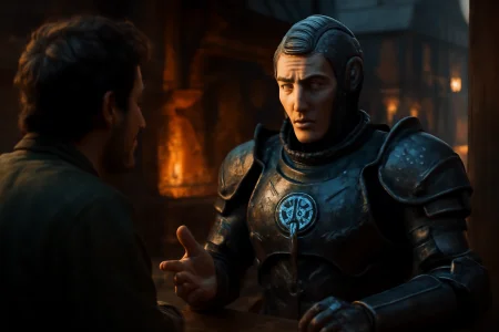 AI-driven NPC having a dynamic conversation with a player, showcasing the real-time response