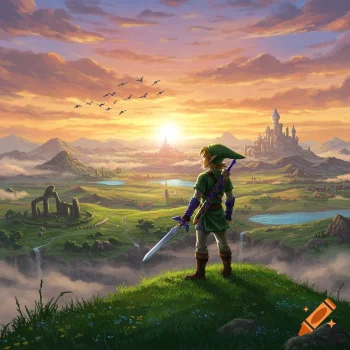 ლინკი მზის ჩასვლის ფონზე — Zelda-ს საკულტო მომენტი