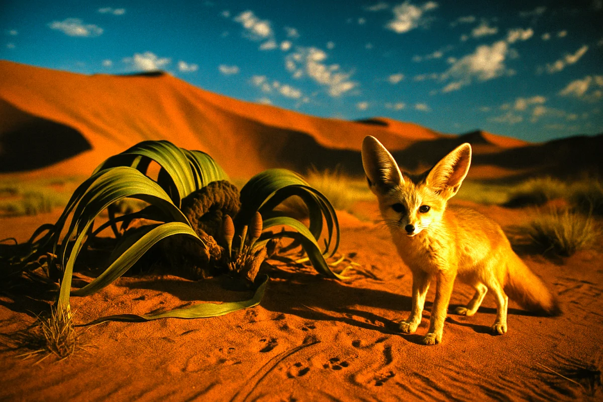 Namib Desert — Welwitschia Plant and Fennec Fox in the World’s Oldest Desert