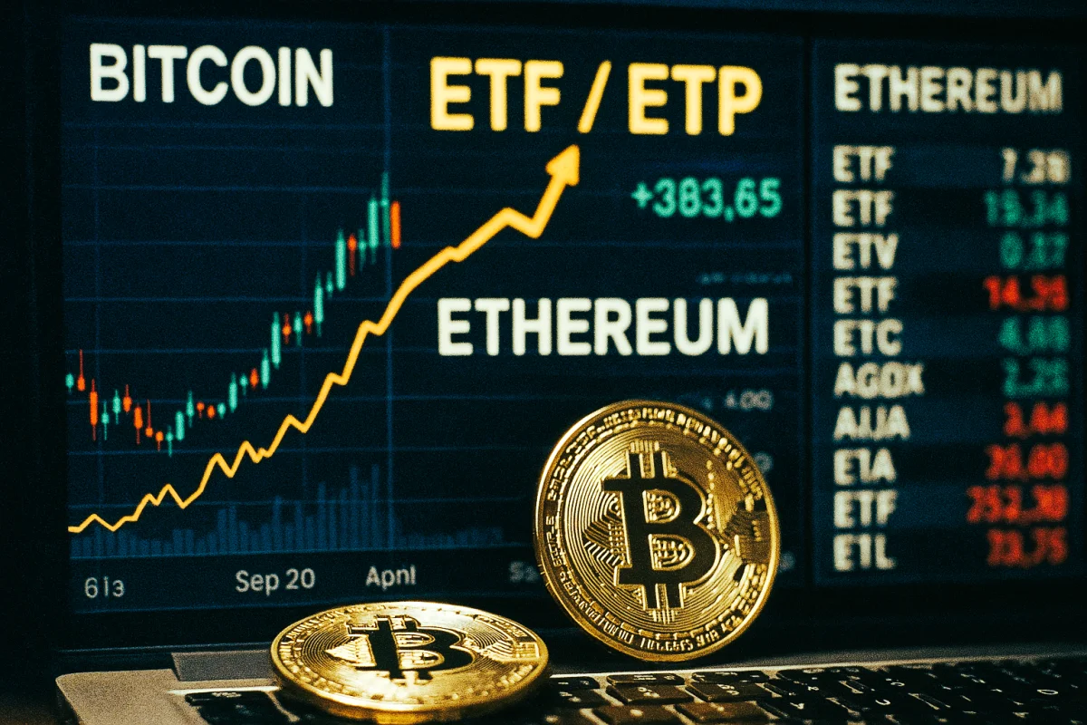 Institutional Investments in Crypto ETF/ETP — Bitcoin and Ethereum Market Growth Illustration Sora