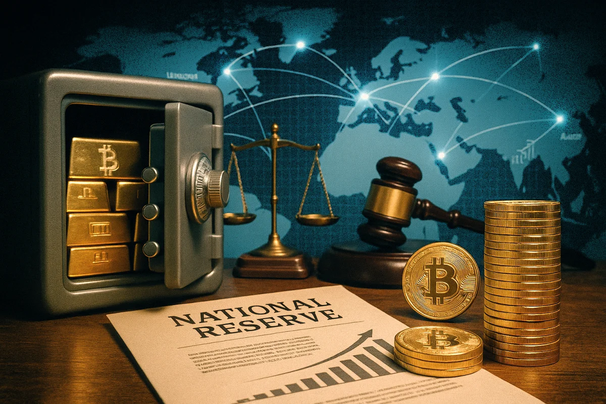 Bitcoin Reserve Concept — Global Financial Strategy Illustration Sora