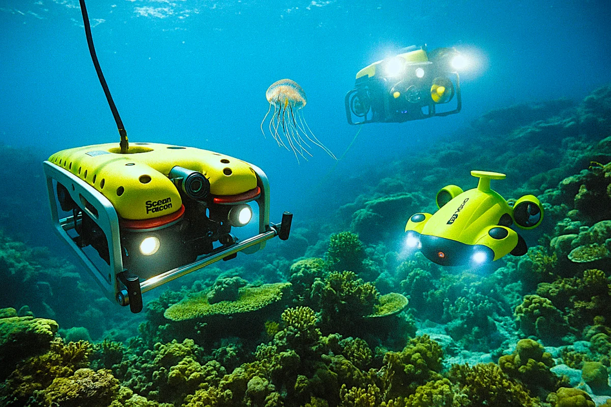 Underwater Robots Exploring Ocean Depths with AI Technology