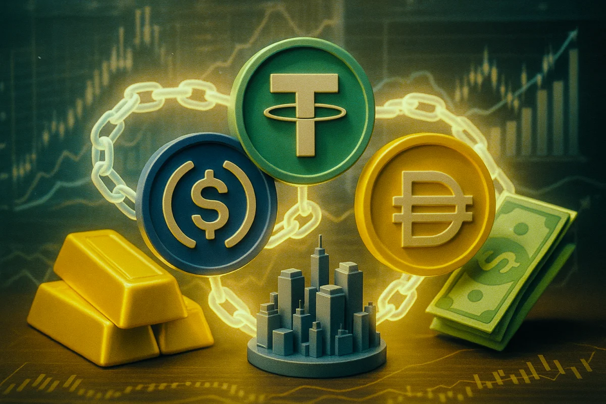 Stablecoins and RWA-backed digital assets — crypto finance evolution • Illustration Sora