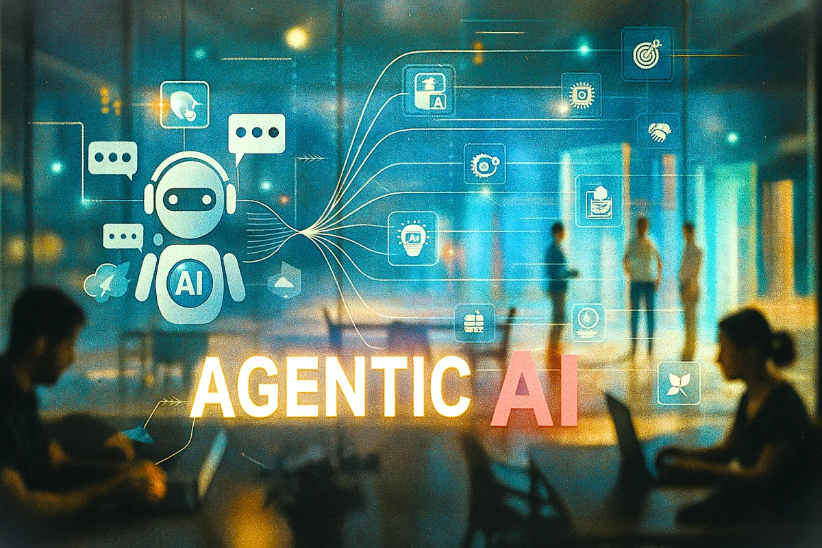 Agentic AI Collaboration in a Modern Workplace • Illustration Sora