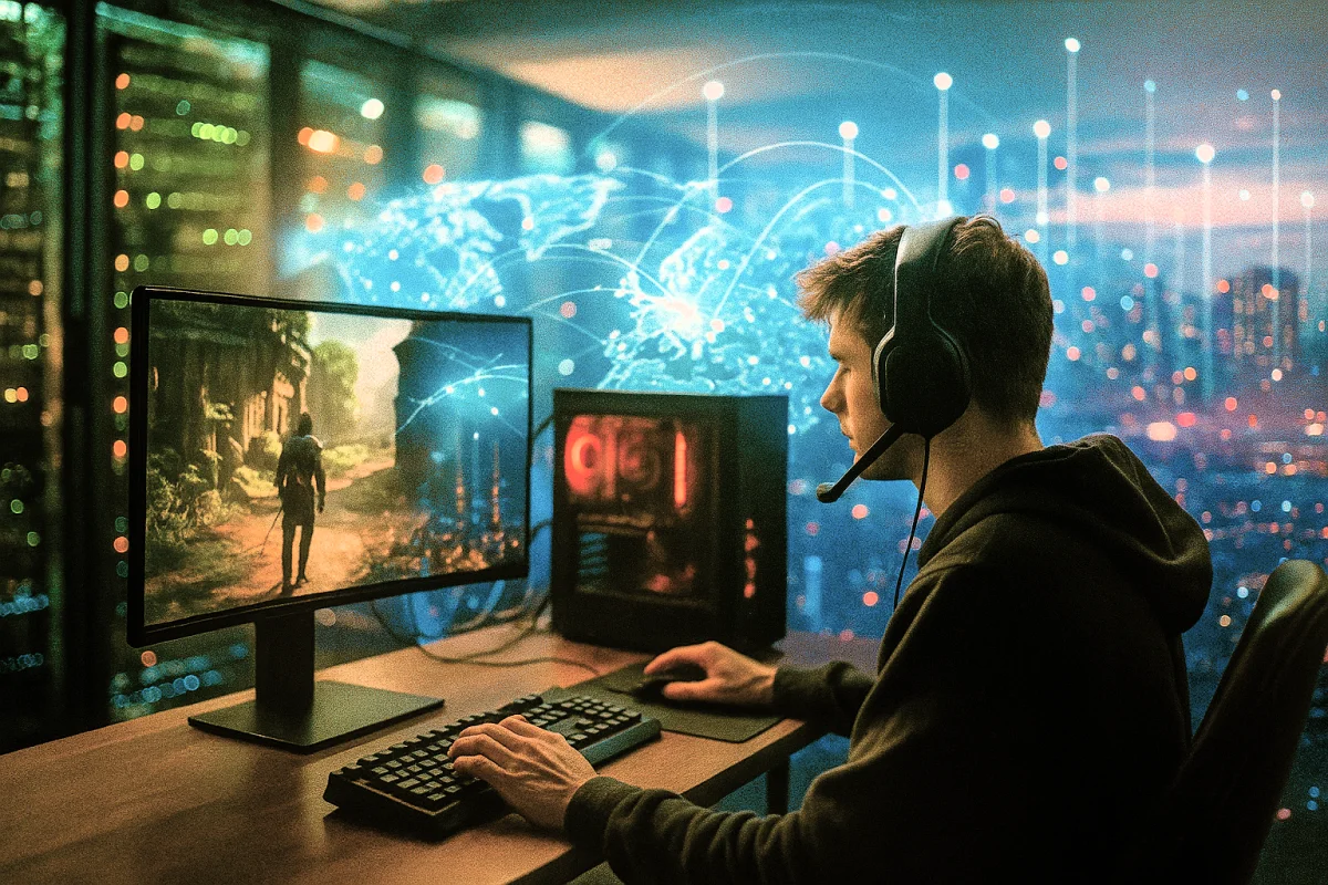 Edge Computing and Latency Optimization in Modern Gaming • Illustration Sora