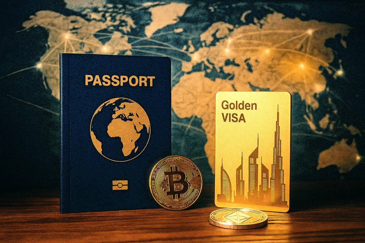 Golden Visa and Bitcoin Citizenship — How Crypto Billionaires Buy Global Mobility | Illustration Sora