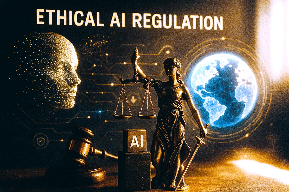 Ethical AI Regulation — Data Privacy, Responsibility, and Global Standards | Illustration Sora