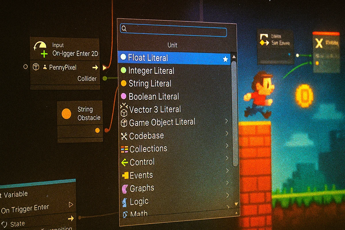 Unity თამაშები კოდის გარეშე: Visual Scripting